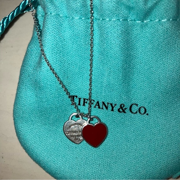 Tiffany & Co Return To Tiffany Red Double Heart Tag Necklace - Picture 2 of 5